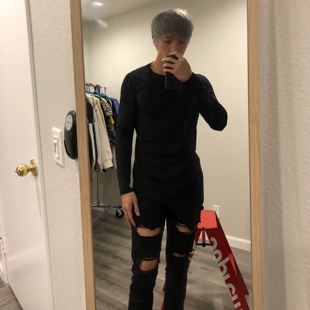 Zara zigzag detailed long sleeve T-shirt